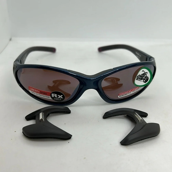 RecSpecs Triumph Sunglasses Frames RXable Metallic Black/Blue 61-17-140 NWT - Picture 3 of 8